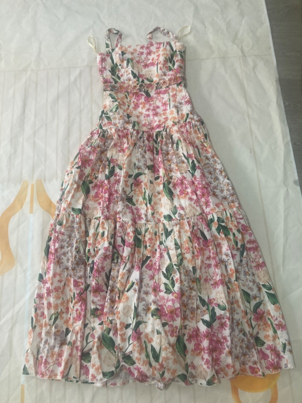 Agua by Agua Bendita Pink Floral Tiered Maxi Dress
